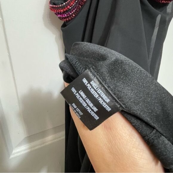 New Jewel Badgley Mischka Trapeze Dress with Beaded Trim in Black Size 8 - Picture 11 of 12